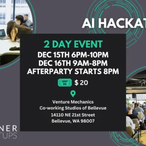 Leaner Startups AI Hackathon 5.0 at Venture Mechanics Co-working Studios of Bellevue Event Image